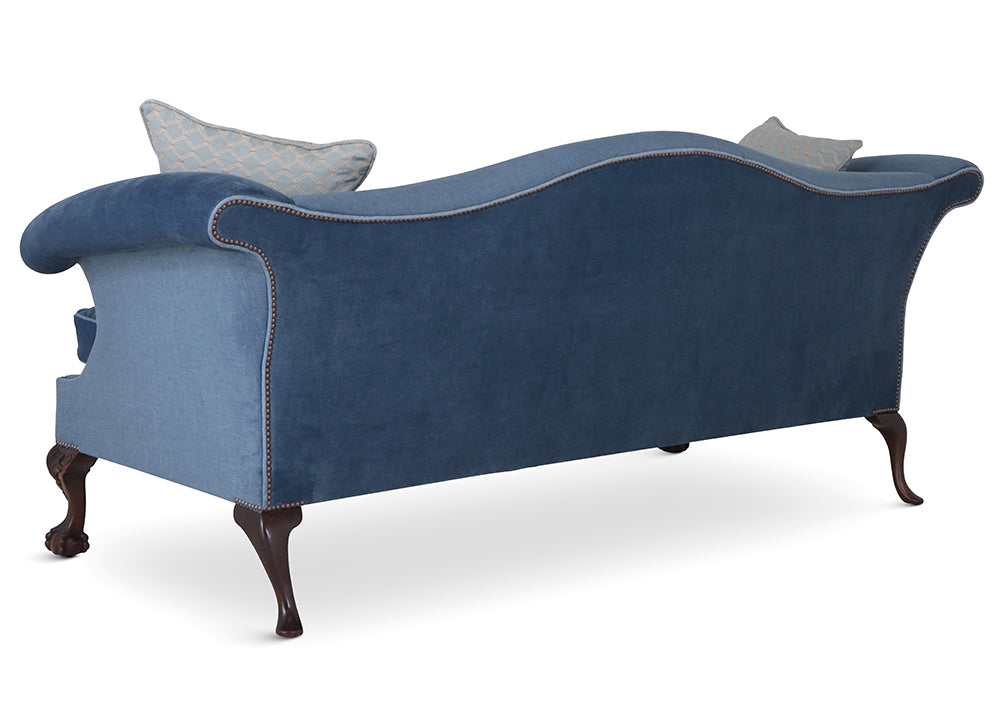Back of blue sofa