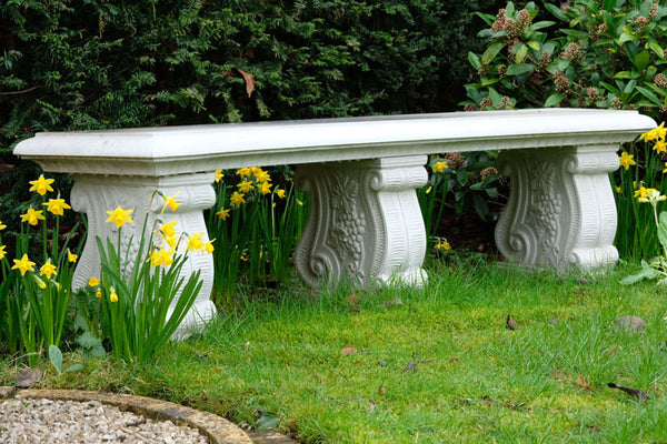 Curved Scroll Stone Bench - 54 inch